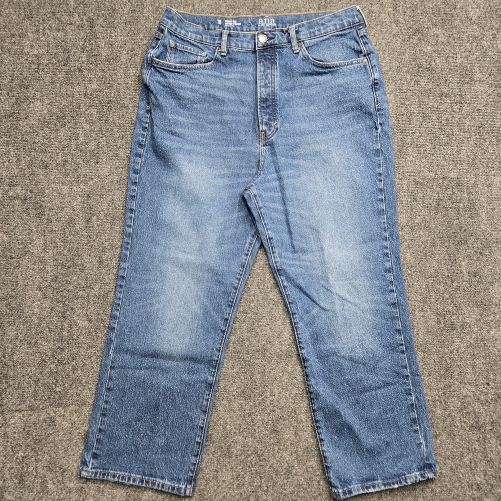 ana A New Approach Highest-Rise Vintage Straight Jeans Blue Size 16